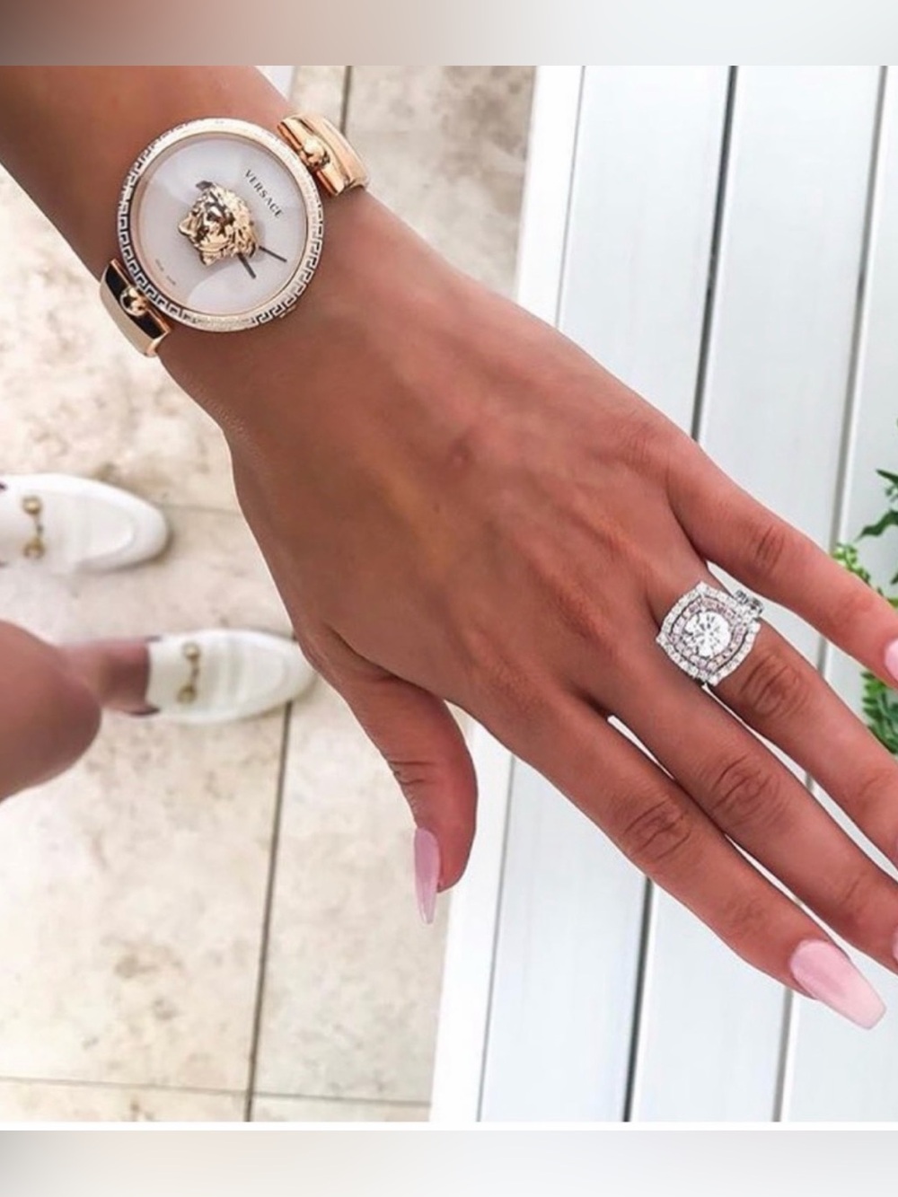 Versace Gold and White Women's Watch